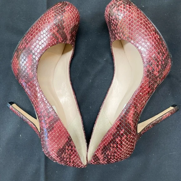 L K Bennett Leather Snake Print Heels Red Brown Size 37 UK4 Brand New w Dustbag - Picture 2 of 7